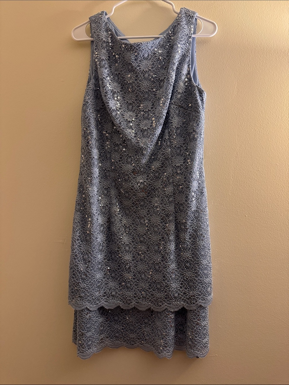 ALEX EVENINGS Blue Sequin Lace Dress